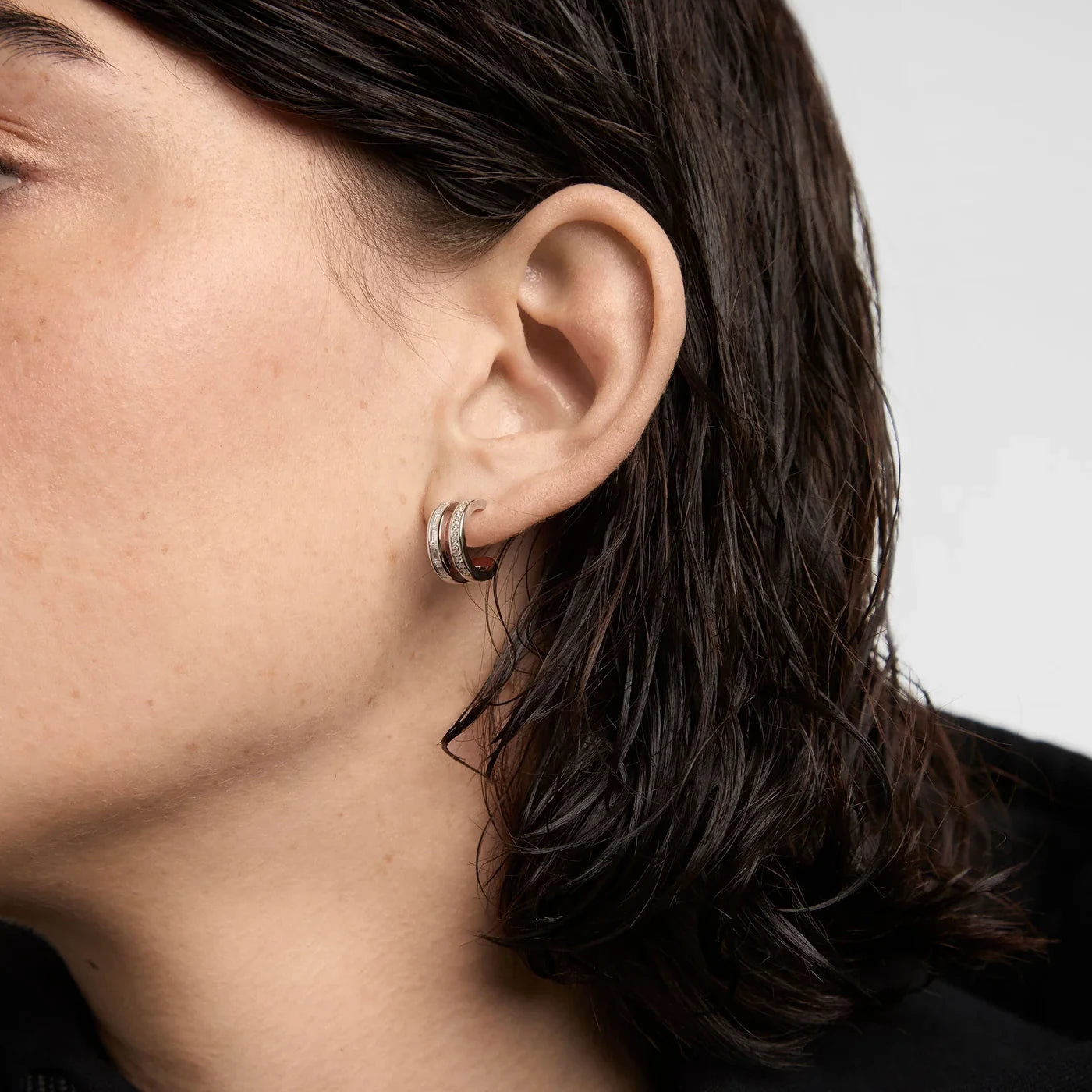 PDPAOLA | Bianca Double Band Silver Hoops Earrings | AR02-968 | designer earrings by Hooper Bolton