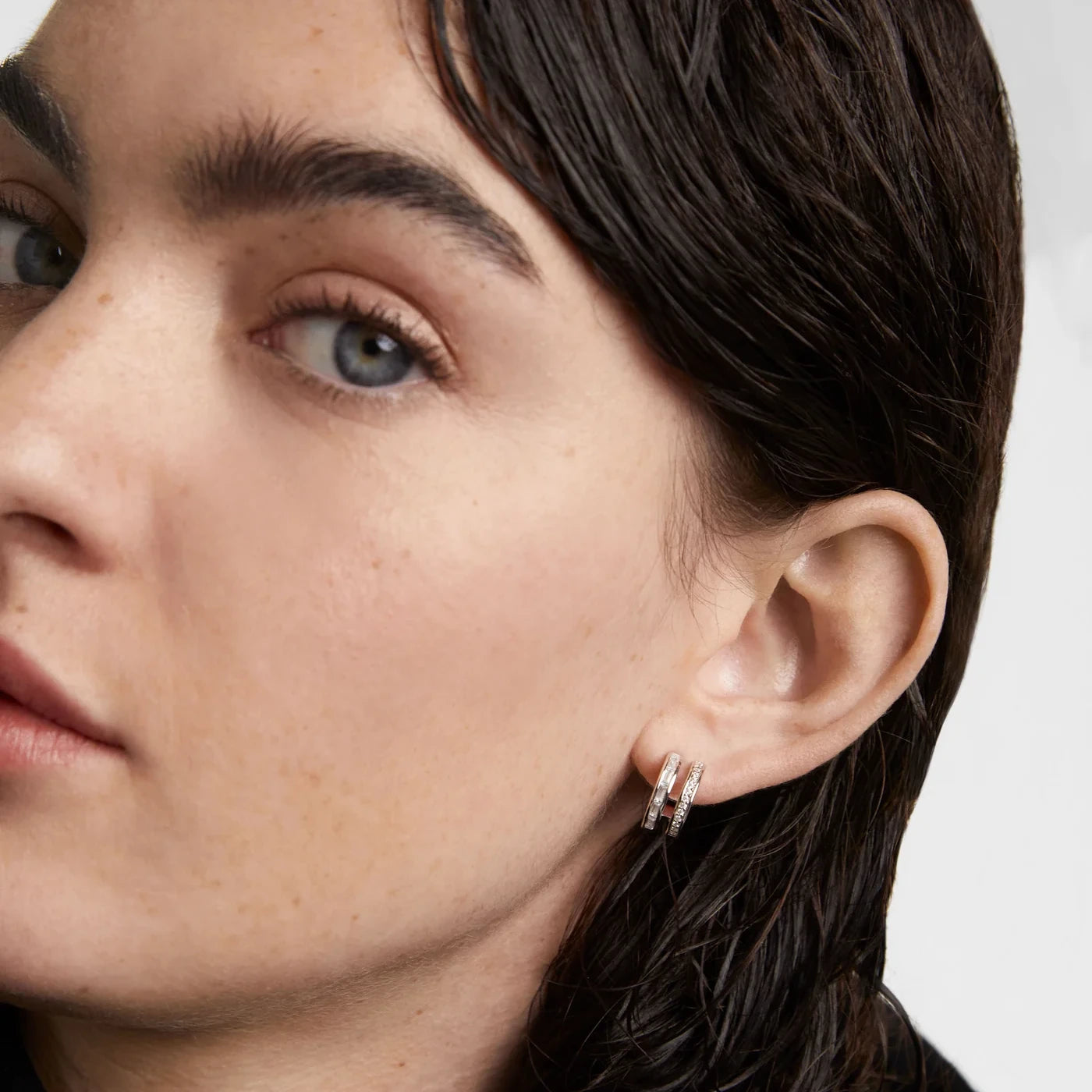 PDPAOLA | Bianca Double Band Silver Hoops Earrings | AR02-968 | designer earrings by Hooper Bolton