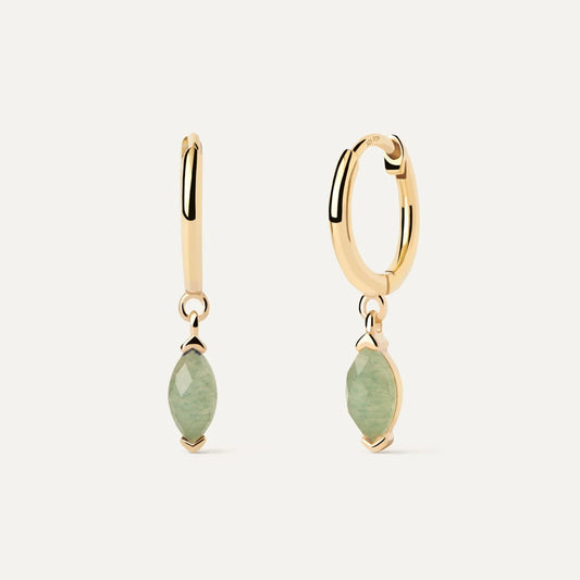 PDPAOLA | Green Aventurine Nomad Hoops Earrings | AR01-A07 | designer earrings by Hooper Bolton