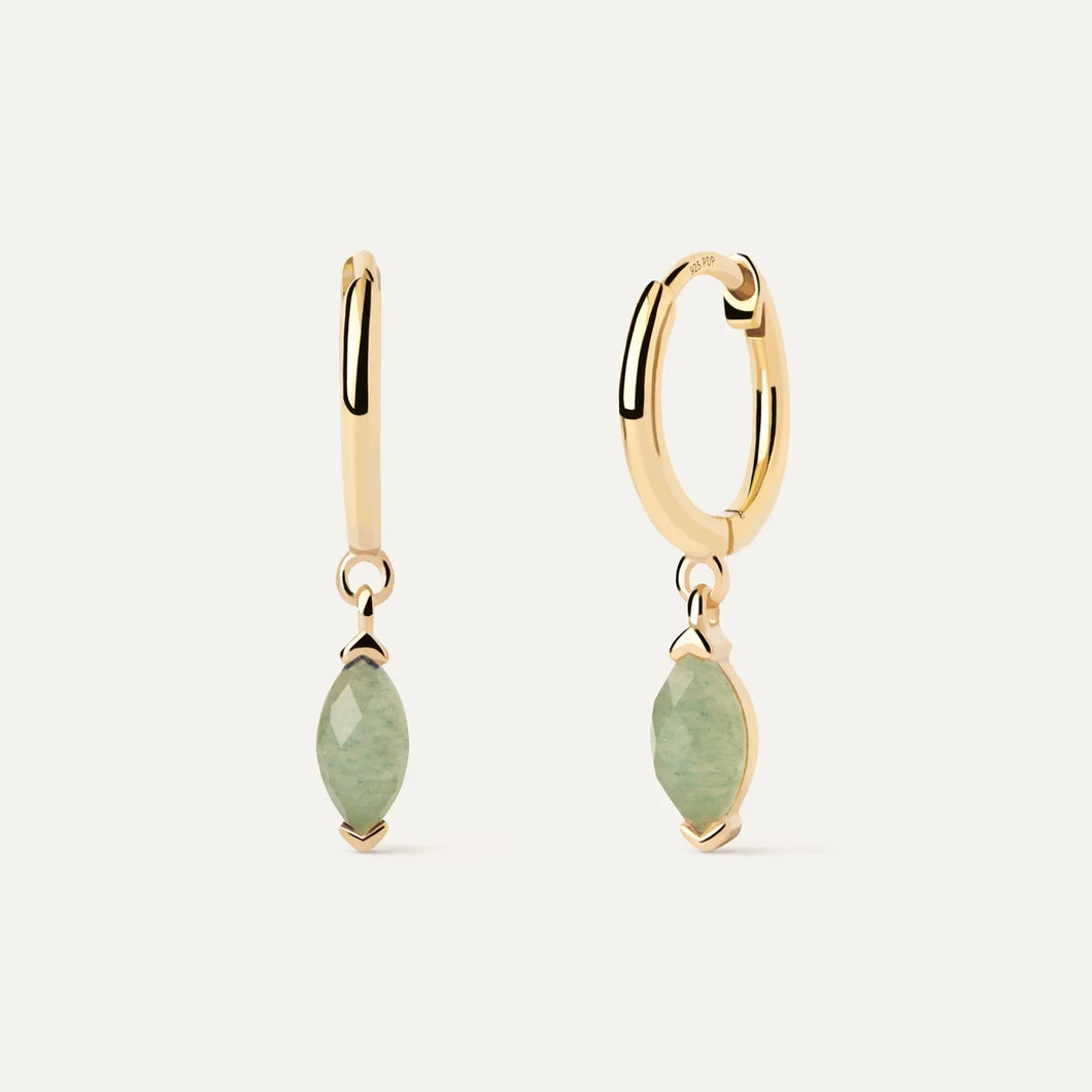 PDPAOLA | Green Aventurine Nomad Hoops Earrings | AR01-A07 | designer earrings by Hooper Bolton