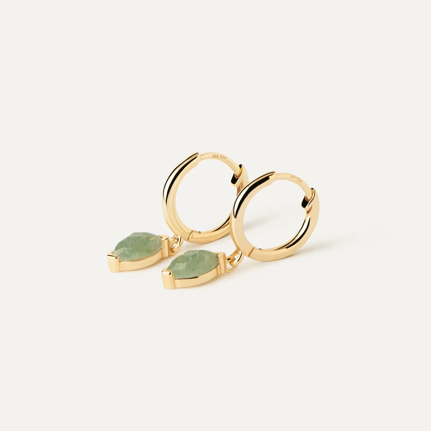 PDPAOLA | Green Aventurine Nomad Hoops Earrings | AR01-A07 | designer earrings by Hooper Bolton