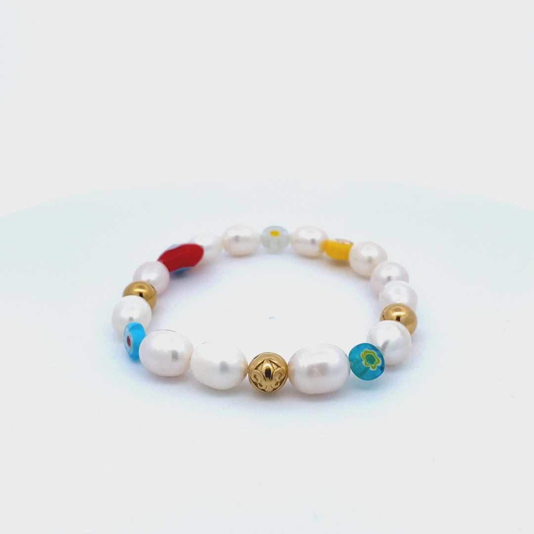 Nialaya | Men's Smiley Face Pearl Bracelet | MCHCO_608 | Hooper Bolton