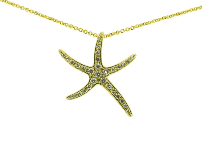 18ct Yellow Gold Diamond Starfish pendant 0.34ct