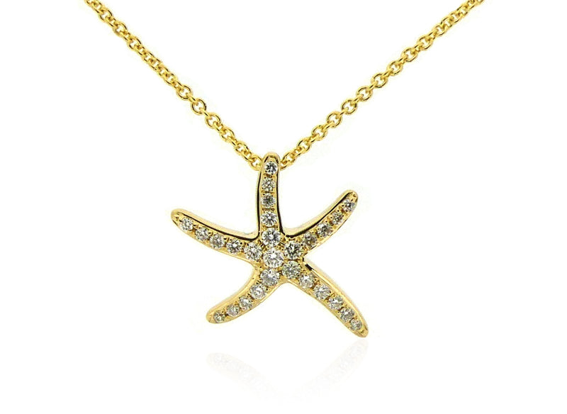 18ct Yellow Gold Diamond Starfish pendant 0.16ct