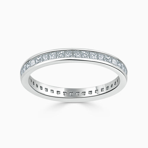 Bespoke Handmade Jewellery | 18ct White Gold 2.75mm Princess Cut Channel Set Full Eternity Ring
