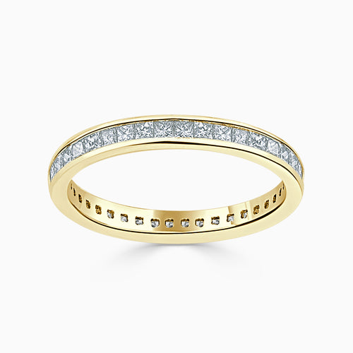Bespoke Handmade Jewellery | 18ct Yellow Gold 2.75mm Princess Cut Channel Set Full Eternity Ring