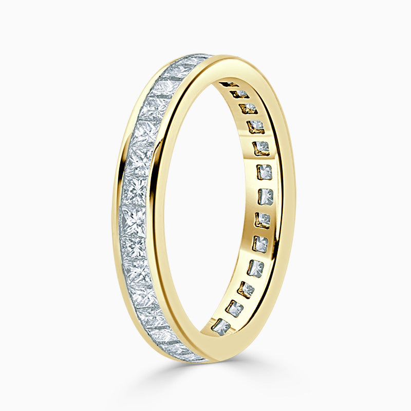 Bespoke Handmade Jewellery | 18ctYellowGold3.25mmPrincessCutChannelSetFullEternity2Ring
