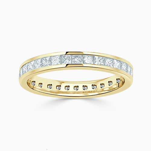 Bespoke Handmade Jewellery | 18ct Yellow Gold 3.25mm Princess Cut Channel Set Full Eternity Ring