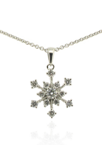 Bespoke Handmade Jewellery | 18ct White Gold Diamond Snowflake Necklace