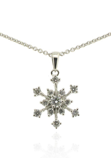 Bespoke Handmade Jewellery | 18ct White Gold Diamond Snowflake Necklace