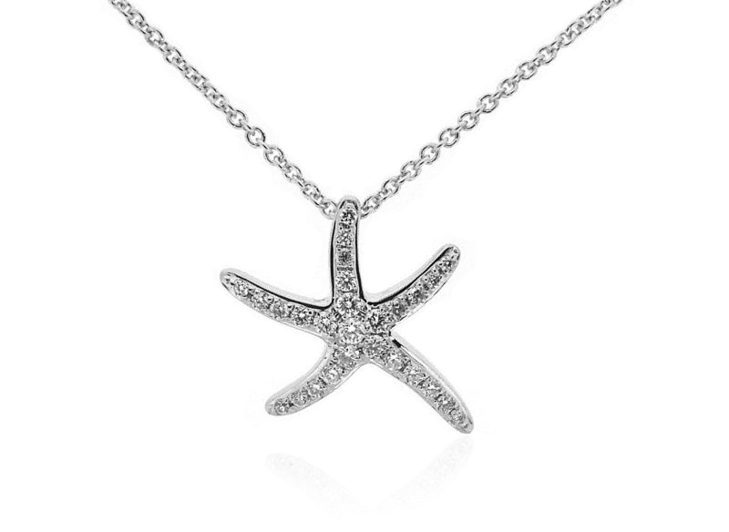 Bespoke Handmade Jewellery | 18ct White Gold Diamond Starfish pendant 0.16ct