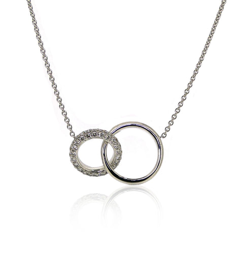 Bespoke Handmade Jewellery | 18ct White Gold Diamond double Circle pendant 0.60ct