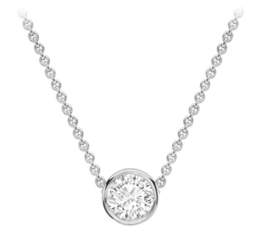 Bespoke Handmade Jewellery | 18ct White Gold Rubover 0.50ct Diamond Necklace