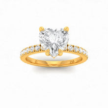 Load image into Gallery viewer, CERTIFIED 18ct GOLD HEART DIAMOND HIDDEN HALO AND DIAMOND BAND ENGAGEMENT RING 1.00ct
