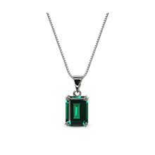 Load image into Gallery viewer, CARAT LONDON FULTON EMERALD GREEN DOUBLE PRONG PENDANT NECKLACE 9ct White Gold
