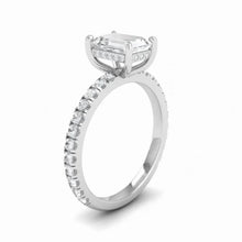 Load image into Gallery viewer, CERTIFIED PLATINUM EMERALD DIAMOND HIDDEN HALO AND DIAMOND BAND ENGAGEMENT RING 1.50ct
