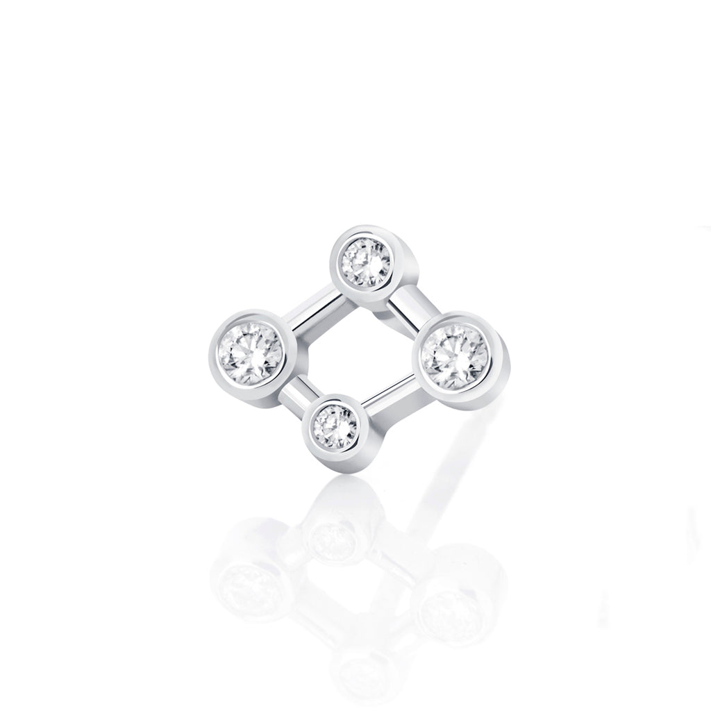 Alexander Davis 18ct White Gold Single Atomic Micro Diamond Stud earrings