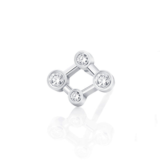 Alexander Davis 18ct White Gold Single Atomic Micro Diamond Stud earrings