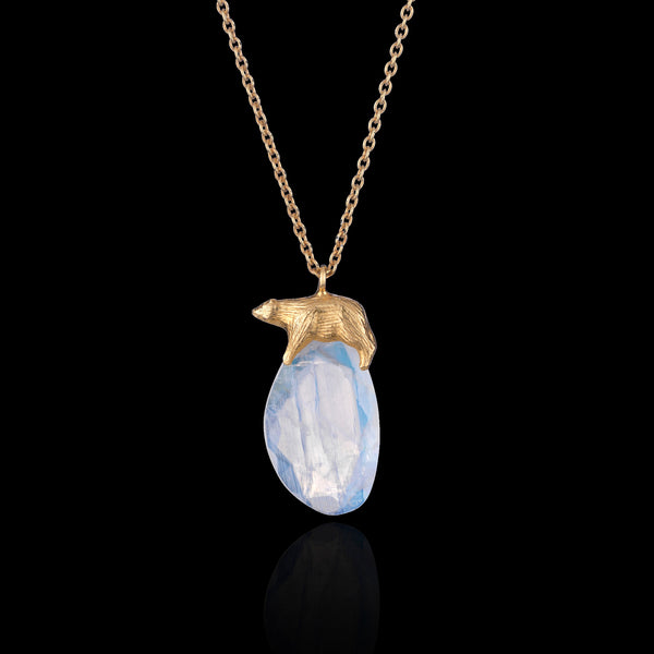 Catherine Zoraida GOLDEN POLAR BEAR AND MOONSTONE ICEBERG PENDANT