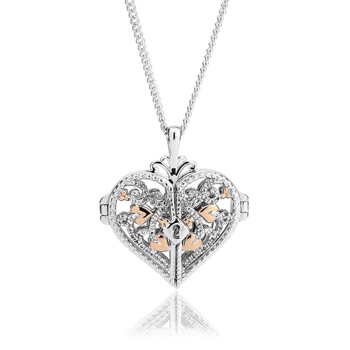 CLOGAU KENSINGTON STERLING SILVER FILIGREE HEART LOCKET