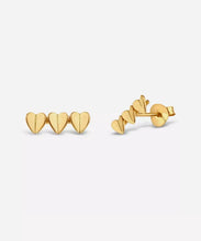 Load image into Gallery viewer, Dinny Hall Gold Plated Vermeil Silver Bijou Folded Heart Trio Stud Earrings
