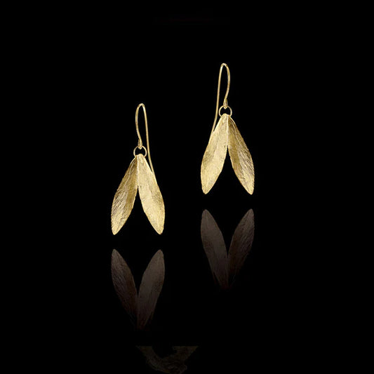 Catherine Zoraida GOLD DOUBLE LEAF EARRINGS