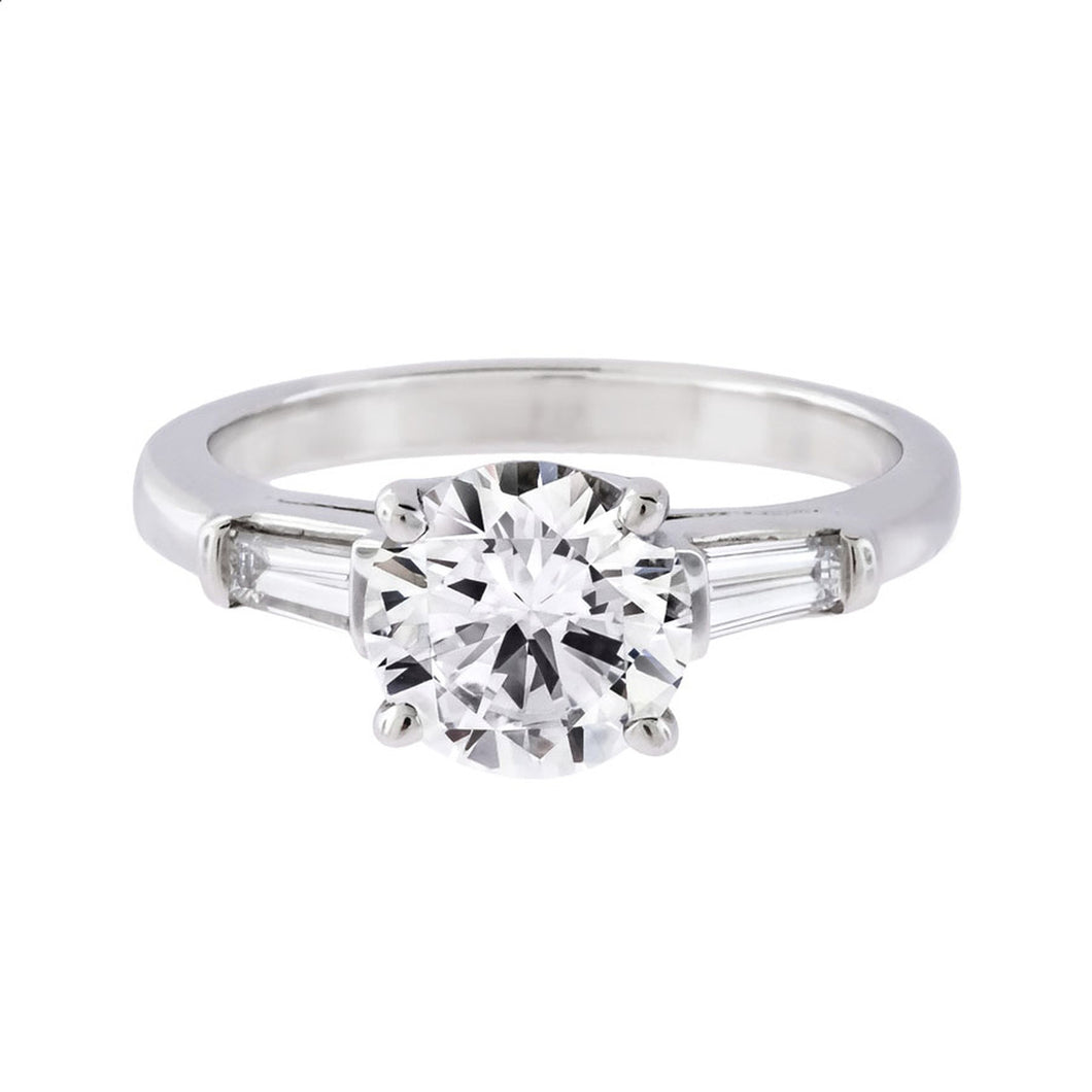 Brilliant Cut Diamond Engagement Ring with Baguettes