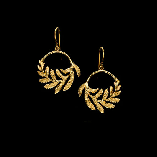 Catherine Zoraida GOLD FERN HOOP EARRINGS