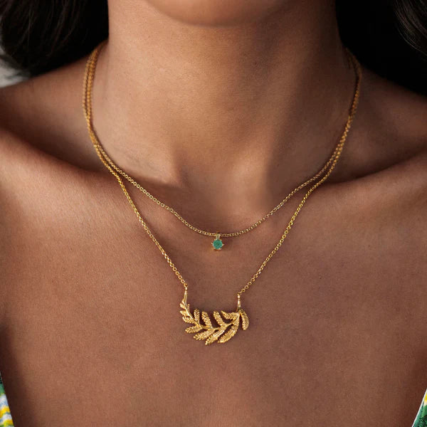 Catherine Zoraida GOLD FERN HOOP NECKLACE
