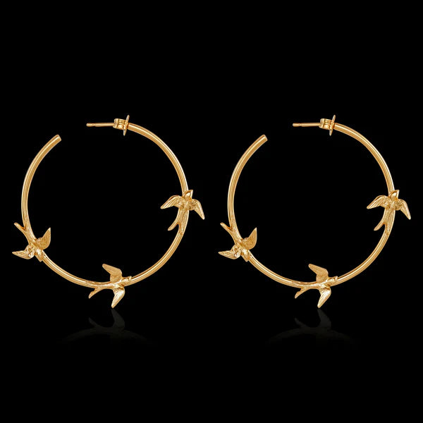 Catherine Zoraida GOLD FLIGHT OF THE SWALLOW HOOP EARRINGS