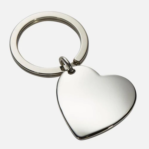 Heart Shaped Keyring In Polished Sterling Silver