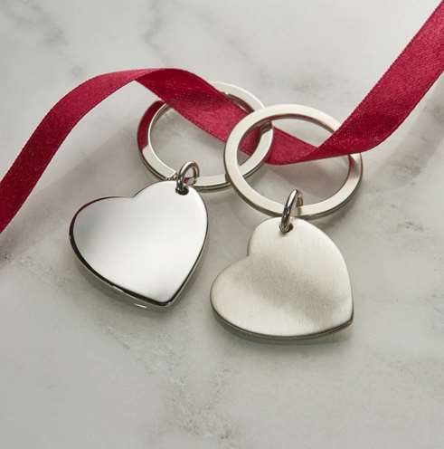 Heart Shaped Keyring In Polished Sterling Silver