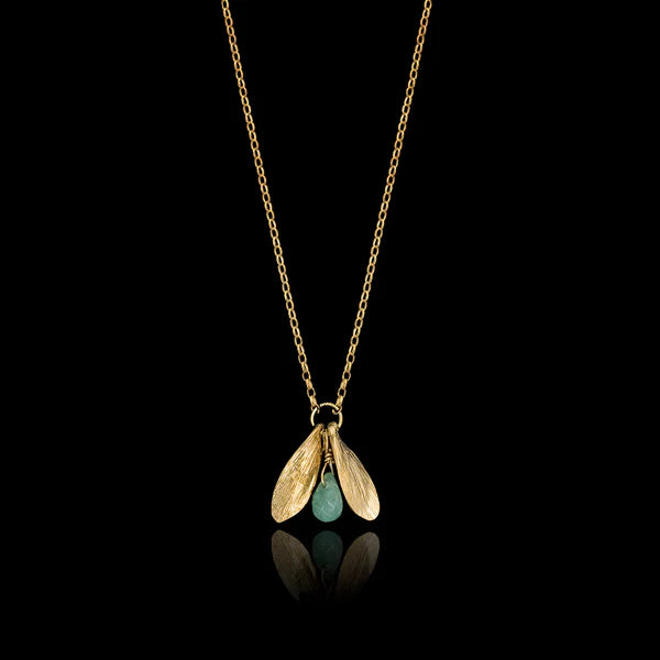 Catherine Zoraida GOLD LUCKY LEAF DROP PENDANT
