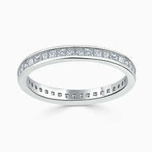 Load image into Gallery viewer, Platinum 2.50mm Princess Cut Channel Set Full Eternity Ring
