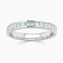 Load image into Gallery viewer, Platinum 3.25mm Princess Cut Channel Set Half Eternity Ring
