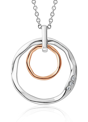 Clogau Ripples Double Hoop White Topaz Pendant