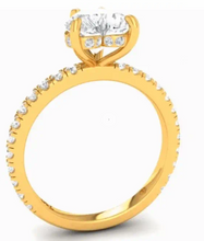 Load image into Gallery viewer, CERTIFIED 18ct GOLD HEART DIAMOND HIDDEN HALO AND DIAMOND BAND ENGAGEMENT RING 1.00ct
