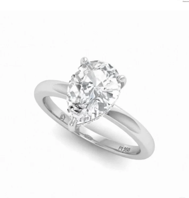 CERTIFIED PLATINUM PEAR DIAMOND HIDDEN HALO ENGAGEMENT RING 1.50ct