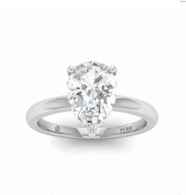 CERTIFIED PLATINUM PEAR DIAMOND HIDDEN HALO ENGAGEMENT RING 1.50ct