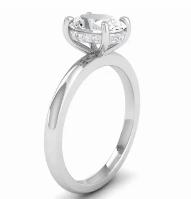 CERTIFIED PLATINUM OVAL DIAMOND HIDDEN HALO ENGAGEMENT RING 1.25ct