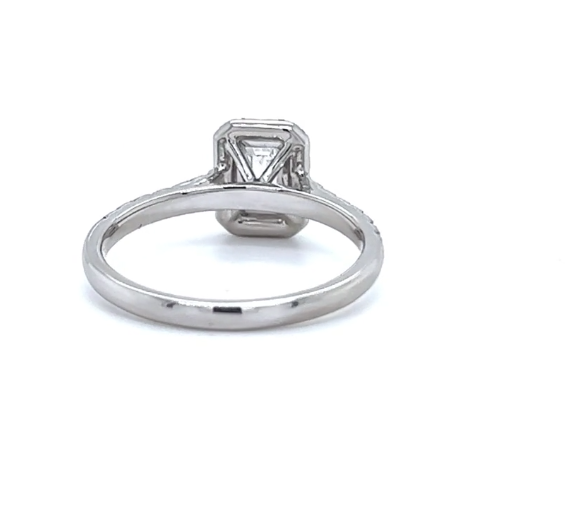 CERTIFIED EMERALD CUT DIAMOND HALO ENGAGEMENT RING 1.00ct