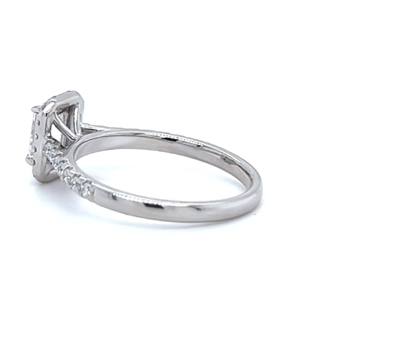 CERTIFIED EMERALD CUT DIAMOND HALO ENGAGEMENT RING 1.00ct