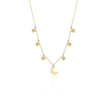 Load image into Gallery viewer, Catherine Zoraida GOLD STARRY NIGHT MOON AND STAR NECKLACE
