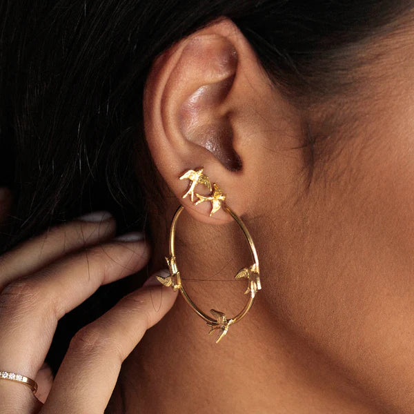 Catherine Zoraida GOLD FLIGHT OF THE SWALLOW HOOP EARRINGS