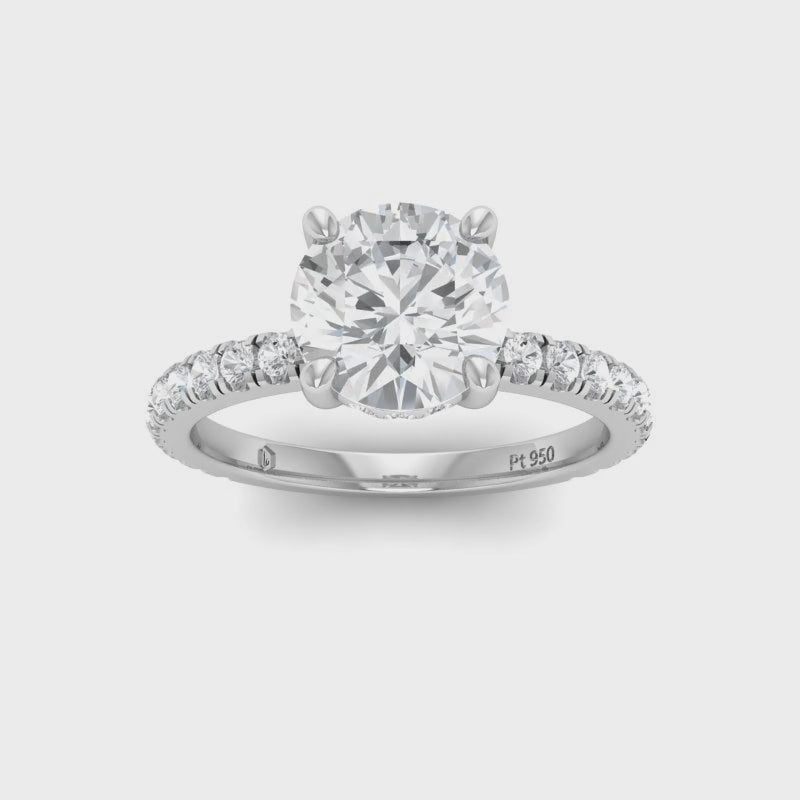 CERTIFIED PLATINUM LAB GROWN DIAMOND BRILLIANT CUT ENGAGEMENT RING WITH HIDDEN HALO 1.20ct