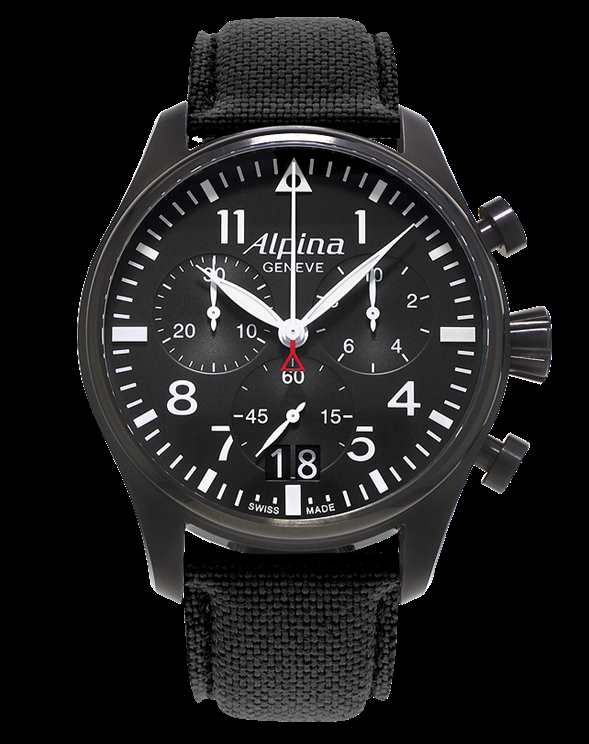 Alpina Watches | Startimer Pilot Chronograph Big Date | Hooper Bolton | Black