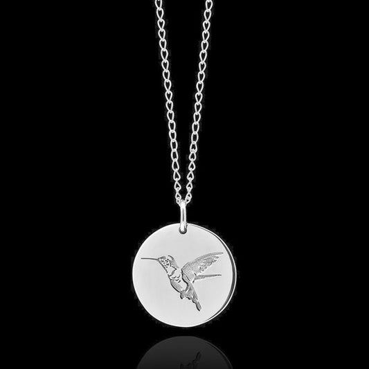 Catherine Zoraida SILVER HUMMINGBIRD DISC NECKLACE