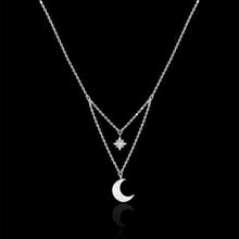 Load image into Gallery viewer, Catherine Zoraida SILVER STARRY NIGHT MOON AND STAR DROP NECKLACE
