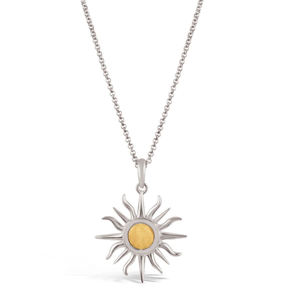 SUN CHARM WITH 9K BRUSHED CENTRE PENDANT
