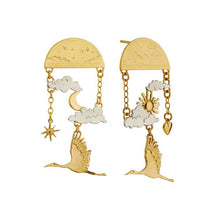 Load image into Gallery viewer, Alex Monroe - Day-time / Night-time Dream Earrings - Silver &amp; Gold
